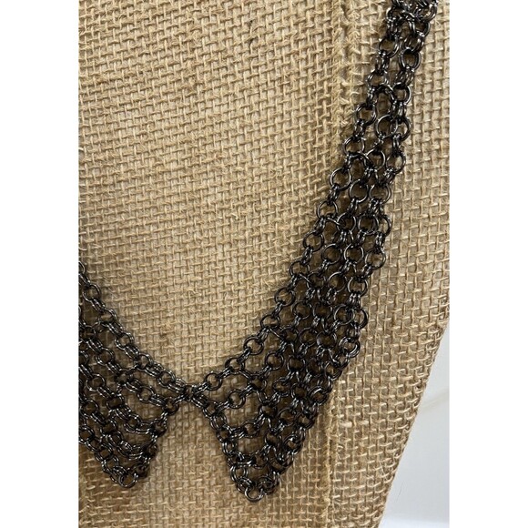 Gun Metal Peter Pan Collar Chain Link Necklace Set Whimsigoth Fairy Grunge - Picture 2 of 8